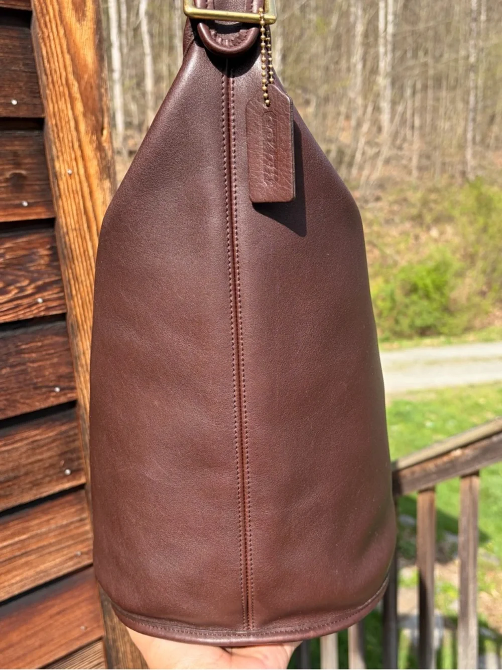 COACH Duffle Sac #9085 Mahogany Brown Leather Hungary Vintage 90s XL Bucket Bag - Picture 4 of 12